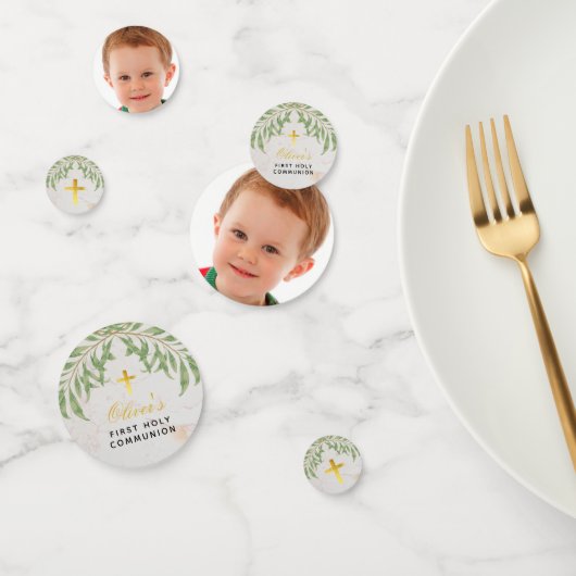 Foto: First Communy Greenery Faux Gold Marble Confetti (Groep)