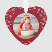 Foto: First Kerstbaby Boy Cute Snow Red Heart Ornament (voorkant)