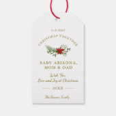 Foto: First Kerstfeest Baby Poinsettia Cadeaulabel (Achterkant)