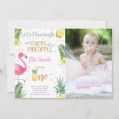 Foto Flamingo Invitations | Ananas-uitnodigingen Kaart (Voorkant)