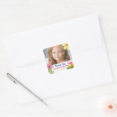 Foto Flamingo Meisje Verjaardag Bedankt Vierkante Sticker (Envelop)