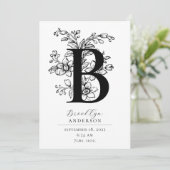 Foto: flessenmonogram letter B geboorte Aankondiging (Staand voorkant)