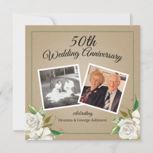  foto Floral 50th Wedding Jubileum Kaart