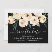 Foto Floral Beige Blush Gold Black Save the Date Aankondiging (Voorkant)