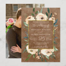 Foto Floral Beige Blush Rozen Gold Brown Wedding
