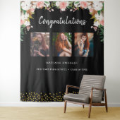 Foto Floral Black Tapestry van High School Afstude Wandkleed (In situ)