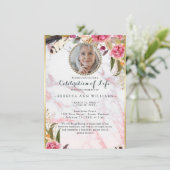 Foto Floral Blush Elegant Celebration of Life Kaart (Staand voorkant)