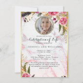 Foto Floral Blush Elegant Celebration of Life Kaart (Voorkant)