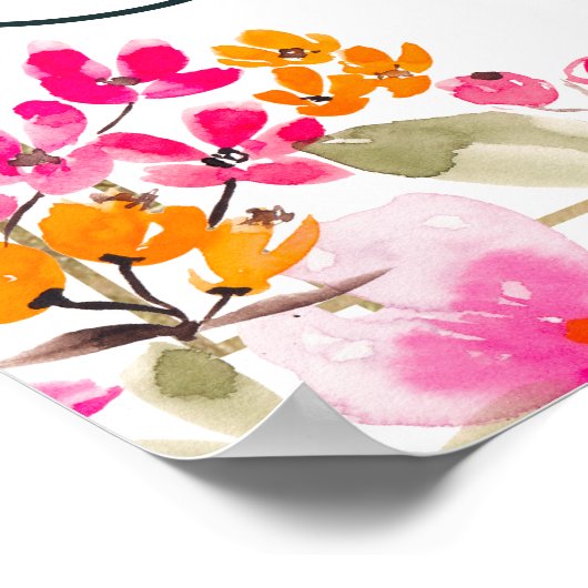 Foto Floral Boho bloemengouden script afstuderen Poster (Hoek)