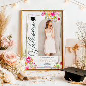 Foto Floral Boho bloemengouden script afstuderen Poster
