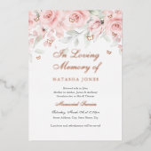 Foto Floral Butterfly Pink Memorial Service Folie Uitnodiging (Voorkant)