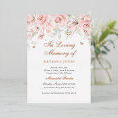 Foto Floral Butterfly Pink Memorial Service Folie Uitnodiging (Staand Voorkant)
