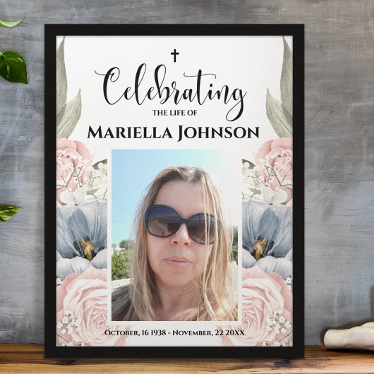 Foto Floral Celebrating the life Funeral Poster