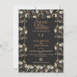 Foto Floral Chic Wedding Save the Date Invitation Kaart