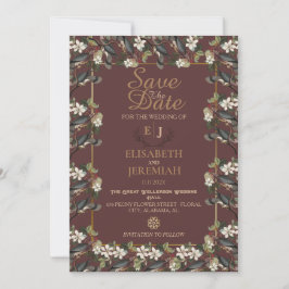 Foto Floral Chic Wedding Save the Date Invitation Kaart