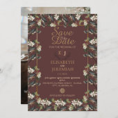 Foto Floral Chic Wedding Save the Date Invitation Kaart (Voorkant / Achterkant)