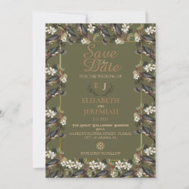 Foto Floral Chic Wedding Save the Date Invitation Kaart