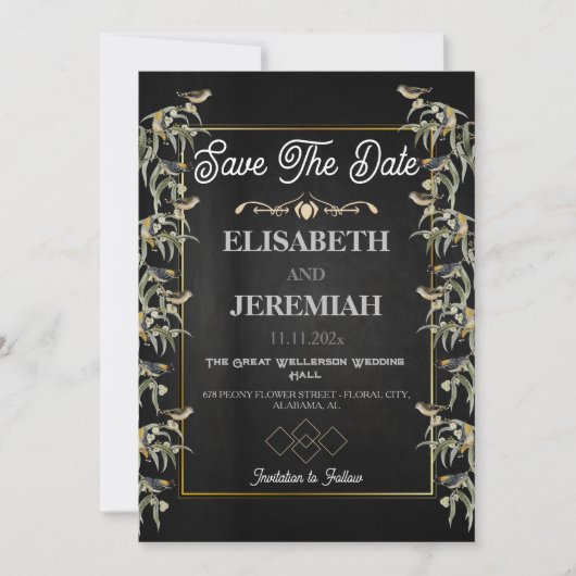 Foto Floral Classic Wedding Save the Date Kaart (Voorkant)