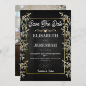 Foto Floral Classic Wedding Save the Date Kaart (Voorkant / Achterkant)