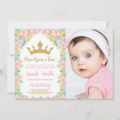 Foto Floral Glitter Kroonprinses Verjaardag Kaart (Voorkant)