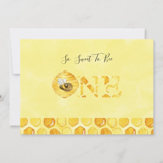 Foto: Floral Honey Bee First Bee Day Birthday Kaart (Achterkant)