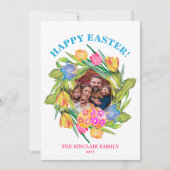 Foto Floral Lijst Happy Pasen Feestdagenkaart (Voorkant)