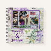 Foto Floral Paars Wedding Guest Book Notitieboek (Voorkant)