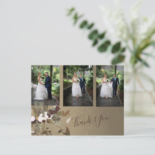 Foto Floral Rustic Floral Wedding Dank je Briefkaart (Staand voorkant)