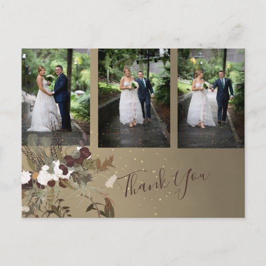 Foto Floral Rustic Floral Wedding Dank je Briefkaart (Voorkant)
