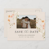 Foto Floral Save the Date Briefkaart (Voorkant / Achterkant)