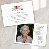 Foto Floral Script Funeral Bedankkaart