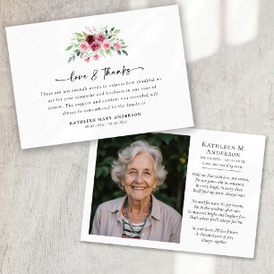 Foto Floral Script Funeral Bedankkaart