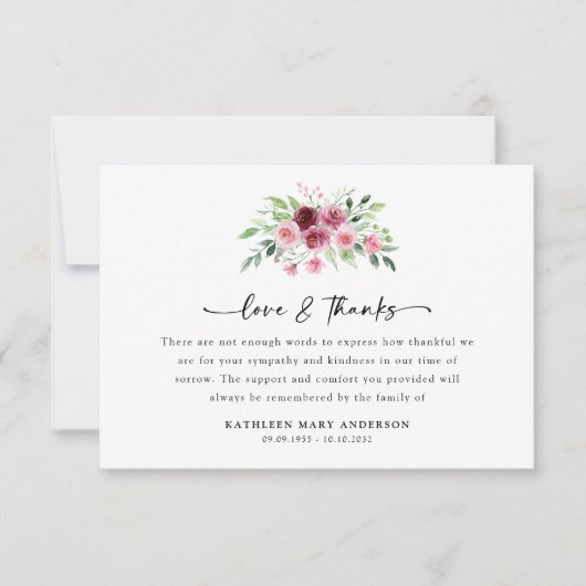 Foto Floral Script Funeral Bedankkaart (Voorkant)