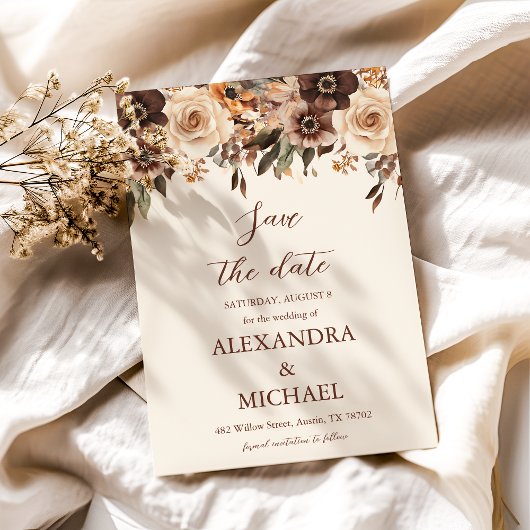 Foto Floral Terracotta bruiloft Save The Date