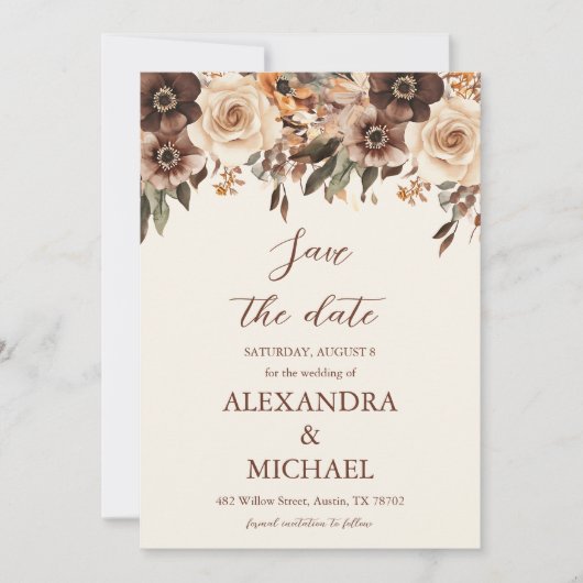 Foto Floral Terracotta bruiloft Save The Date (Voorkant)