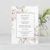 Foto Floral | Uitnodiging tot Waterverf bruiloft (Staand voorkant)