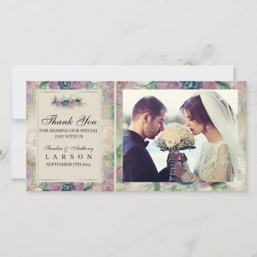 Foto Floral Waterverf Roos Weddenschap Bedankt (Voorkant)