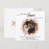 *~* FOTO Floral Wreatding Wedding Gold Save the Da Date (Voorkant / Achterkant)