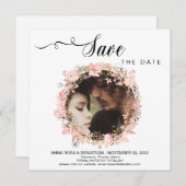 *~* FOTO Floral Wreatding Wedding Gold Save the Da Save The Date (Voorkant / Achterkant)