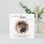 *~* FOTO Floral Wreatding Wedding Gold Save the Da Save The Date (Staand voorkant)