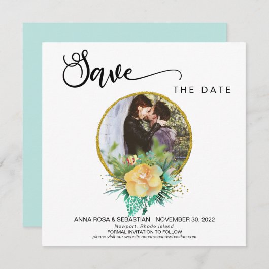 *~* FOTO Floral Wreath Boho Wedding Save the Date (Voorkant / Achterkant)