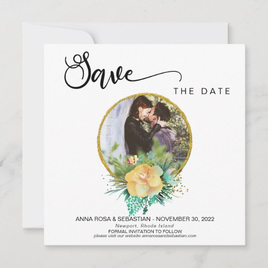 *~* FOTO Floral Wreath Boho Wedding Save the Date (Voorkant)