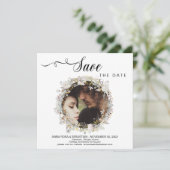*~* FOTO Floral Wreator Gold Wedding Save the Date (Staand voorkant)