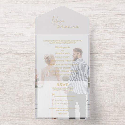 Foto Folie toevoegen Alles in één bruiloft uitnodi All In One Uitnodiging (Binnenkant)