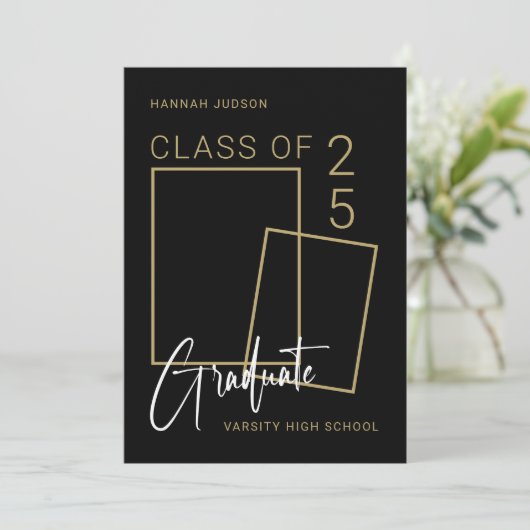 Foto & Fond Herinneringen Klasse van 25 Afstuderen Aankondiging (Staand voorkant)