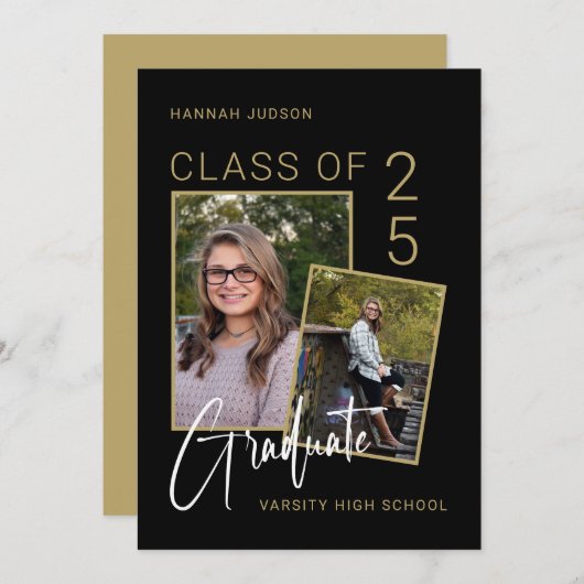 Foto & Fond Herinneringen Klasse van 25 Afstuderen Aankondiging (Voorkant / Achterkant)