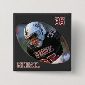 Foto Football - Donkerrood - Gepersonaliseerd Vierkante Button 5,1 Cm (Voorkant)