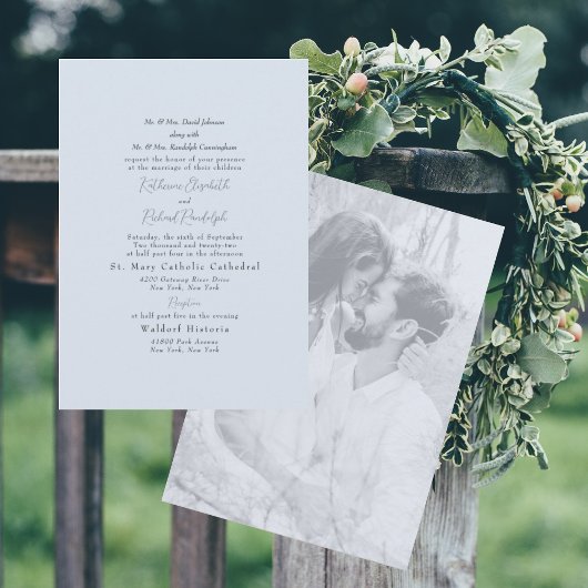 Foto: Formal Dusty Blue Beide ouders bruiloft Kaart