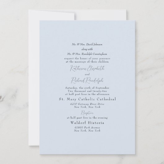 Foto: Formal Dusty Blue Beide ouders bruiloft Kaart (Voorkant)