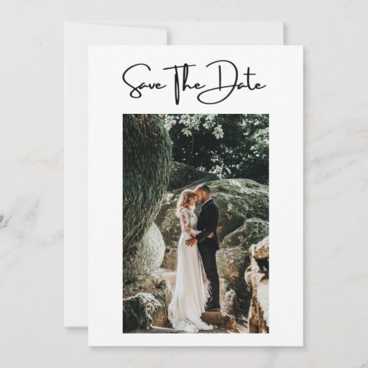 Foto: formeel elegant modern huwelijk sparen de da save the date (Voorkant)